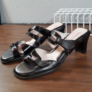 Beautifeel Begonia‎ Black Smooth Patent Leather Sandals Velcro Adjustable 42 11½